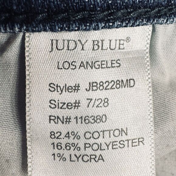 Judy Blue Ankle Skinny Jeans 7/28 (27x25.5) Blue Distressed Mid Rise Juniors - Picture 5 of 12